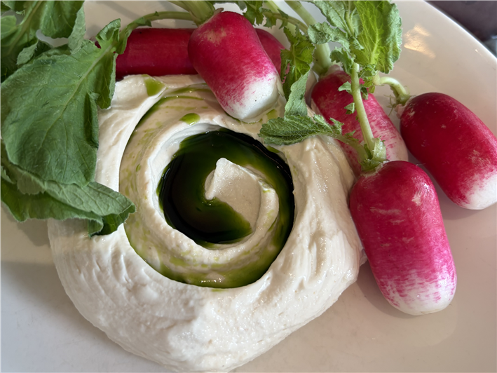 cod roe and radishes